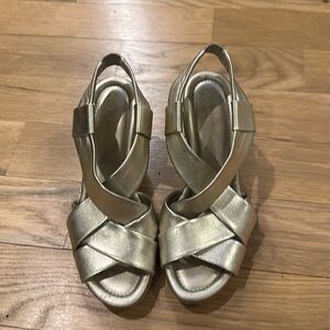 Cole Haan gold silver leather sandals